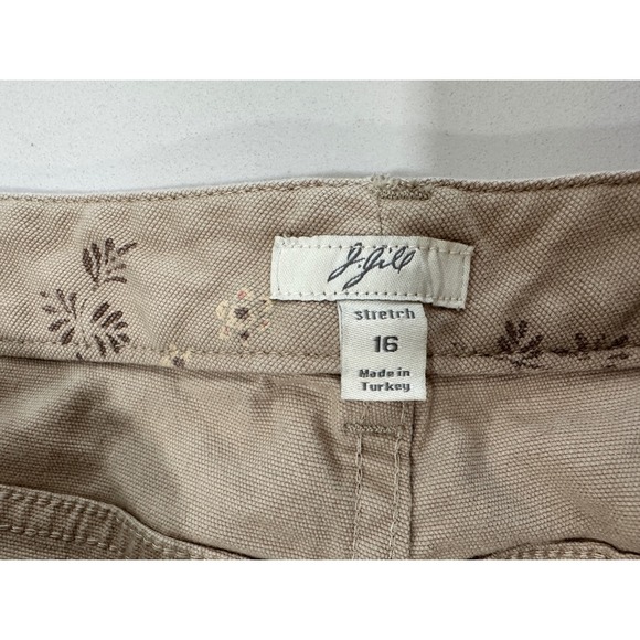 J.Jill Floral Print Stretch Pants Women's Size 16 Tan Beige Casual - Picture 3 of 6